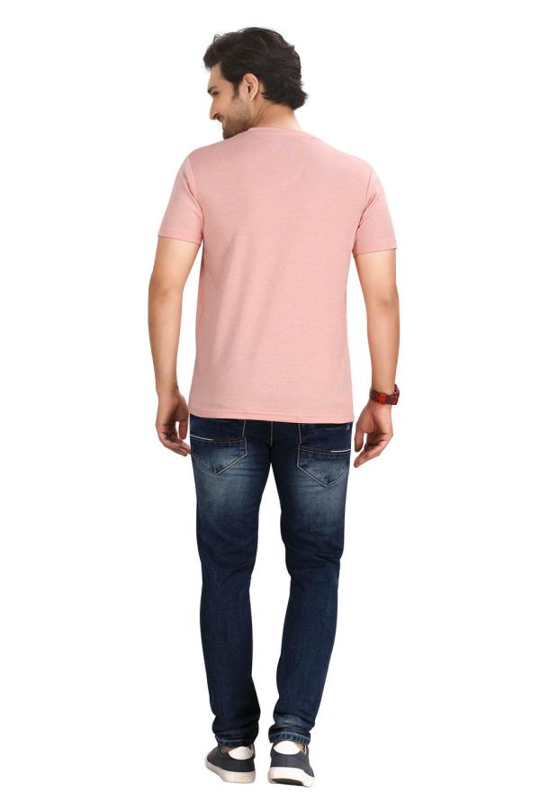 Peach Half Sleeves Round Neck T-Shirt For Men