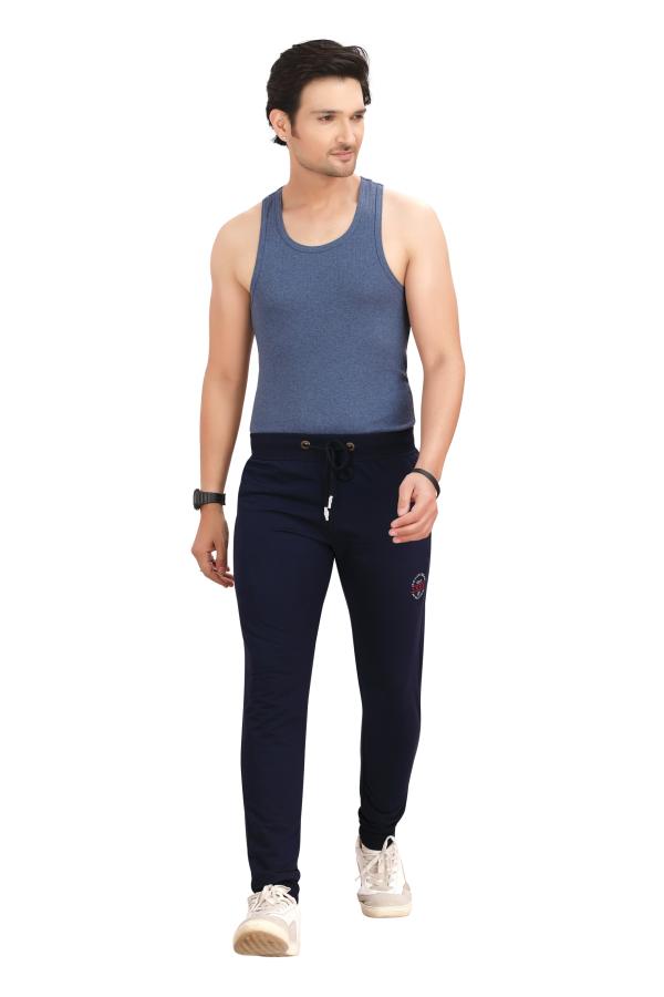 Navy Blue Ripped Track Pant  For Men