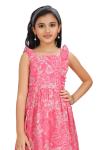 Pink Floral Print Sleeveless Cotton Frock For Girl 