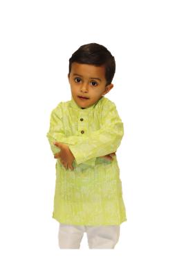 Light Green Printed Kurta Suit For Boys