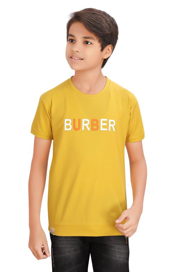 Mustard printed Half Sleeves T-Shirt For Boys