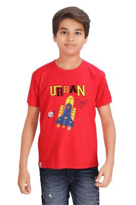 Red printed Half Sleeves T-Shirt For Boys