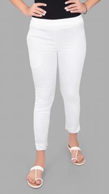 White Satin Plain Pant For Women