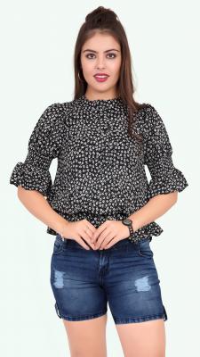 Black Casual Printed Top For Women