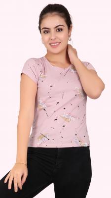 Pink Round Neck T-Shirt For Women