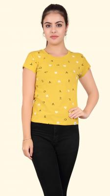 Yellow Round Neck T-Shirt For Women