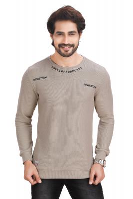 Fawn Full Sleeves  Round Neck T-Shirt For Men