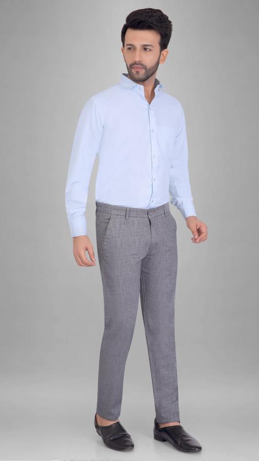 Light Grey Cotton Trouser For Men