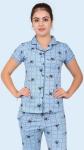 Light Blue Printed Night Suit For Women 