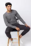 Grey Full Sleeves Round Neck Sweatshirt For Men 