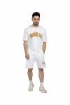 White Half Sleeves T-Shirt And Shorts Co-Ord Set For Men 