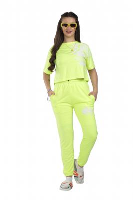 Green Short Sleeves & Long Tracksuit Co-Ord Set For Women