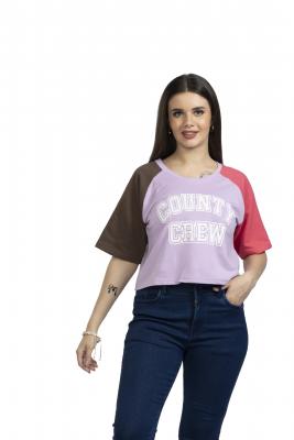 Purpel Half Sleeves Crop T-Shirt For Women