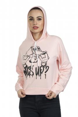 Pink Full Sleeves Hoodie T-Shirt For Women