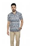 Dark Grey Printed Half Sleeves Shirt For Men 