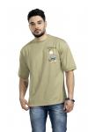 Light Green Hip-Hop Over Size Back Print T-Shirt For Men 