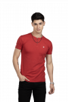 Red Round Neck Button T-Shirt For Men 