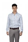 White & Blue Stripes Casual & Party Wear Shirt For Men 