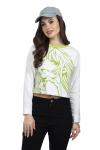 Green Full Sleeves Crop T-Shirt For Women 