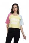 Yellow Half Sleeves Crop T-Shirt For Women 