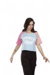 Light Blue Half Sleeves Crop T-Shirt For Women 