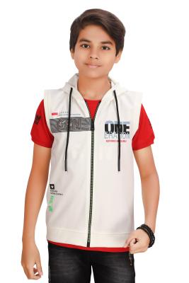 White Zipper Hoodie Jacket With T-Shirt For Boys