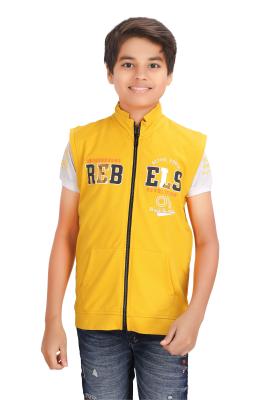 Yellow Zipper Jacket With T-Shirt For Boys