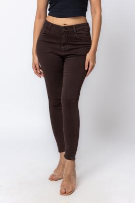 Dark Brown Denim Jeans For  Women
